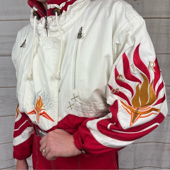 Vintage 90’s Bogner ‘Olympic Spirit’ Embroidered One-Piece Ski Suit Red Sz 8 - Picture 3 of 16